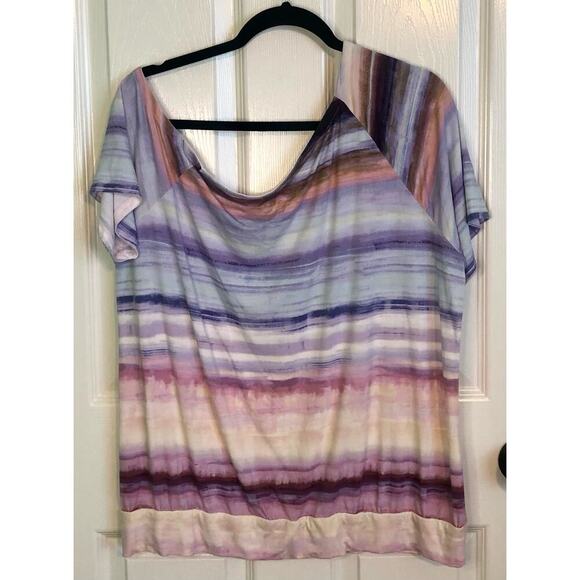 Torrid Off-Shoulder Super Soft Tee Purple & Pink Knit Top - Torrid 1 (1X 14/16) - Picture 7 of 7